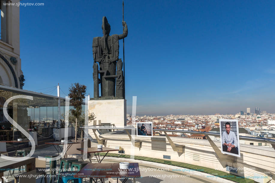 MADRID, SPAIN - JANUARY 24, 2018:  Amazing Panoramic view of city of Madrid from Circulo de Bellas Artes, Spain