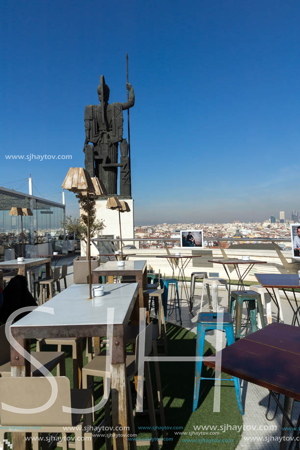 MADRID, SPAIN - JANUARY 24, 2018:  Amazing Panoramic view of city of Madrid from Circulo de Bellas Artes, Spain