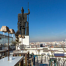 MADRID, SPAIN - JANUARY 24, 2018:  Amazing Panoramic view of city of Madrid from Circulo de Bellas Artes, Spain