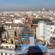 MADRID, SPAIN - JANUARY 24, 2018:  Amazing Panoramic view of city of Madrid from Circulo de Bellas Artes, Spain