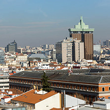 MADRID, SPAIN - JANUARY 24, 2018:  Amazing Panoramic view of city of Madrid from Circulo de Bellas Artes, Spain