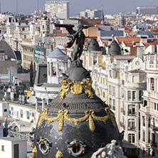 MADRID, SPAIN - JANUARY 24, 2018:  Amazing Panoramic view of city of Madrid from Circulo de Bellas Artes, Spain