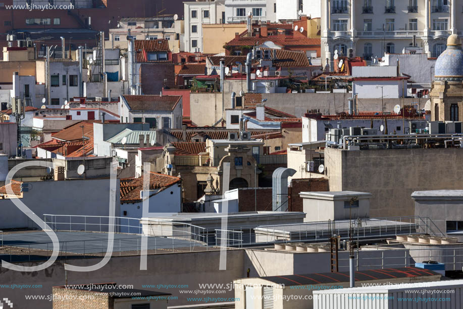 MADRID, SPAIN - JANUARY 24, 2018:  Amazing Panoramic view of city of Madrid from Circulo de Bellas Artes, Spain