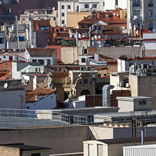 MADRID, SPAIN - JANUARY 24, 2018:  Amazing Panoramic view of city of Madrid from Circulo de Bellas Artes, Spain