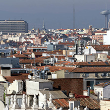 MADRID, SPAIN - JANUARY 24, 2018:  Amazing Panoramic view of city of Madrid from Circulo de Bellas Artes, Spain