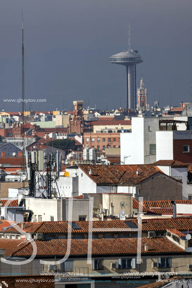 MADRID, SPAIN - JANUARY 24, 2018:  Amazing Panoramic view of city of Madrid from Circulo de Bellas Artes, Spain