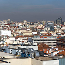 MADRID, SPAIN - JANUARY 24, 2018:  Amazing Panoramic view of city of Madrid from Circulo de Bellas Artes, Spain