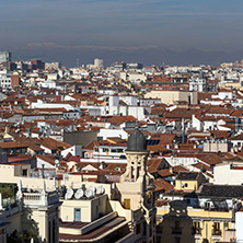 MADRID, SPAIN - JANUARY 24, 2018:  Amazing Panoramic view of city of Madrid from Circulo de Bellas Artes, Spain