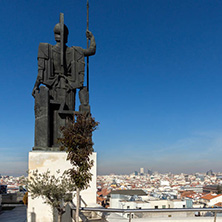 MADRID, SPAIN - JANUARY 24, 2018:  Amazing Panoramic view of city of Madrid from Circulo de Bellas Artes, Spain