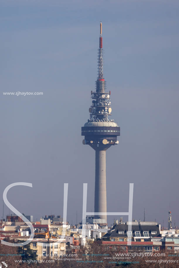 MADRID, SPAIN - JANUARY 24, 2018:  Amazing Panoramic view of city of Madrid from Circulo de Bellas Artes, Spain