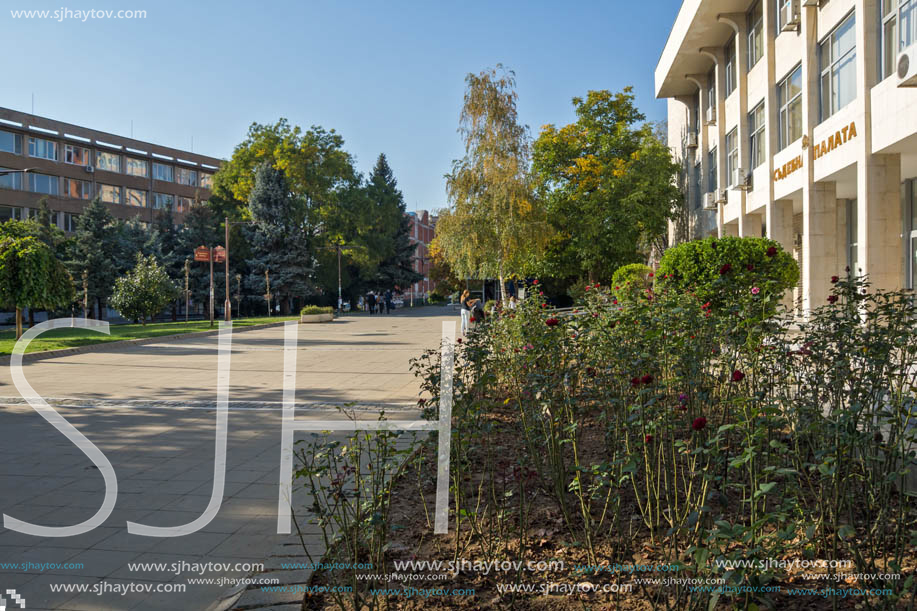 BLAGOEVGRAD, BULGARIA - OCTOBER 6, 2018: The Center of town of Blagoevgrad, Bulgaria