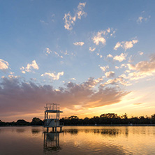 Amazing sunset view of Rowing Venue in city of Plovdiv, Bulgaria