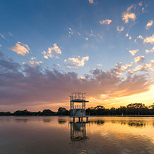 Amazing sunset view of Rowing Venue in city of Plovdiv, Bulgaria