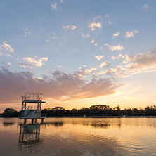 Amazing sunset view of Rowing Venue in city of Plovdiv, Bulgaria