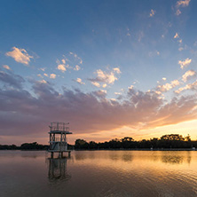 Amazing sunset view of Rowing Venue in city of Plovdiv, Bulgaria