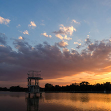 Amazing sunset view of Rowing Venue in city of Plovdiv, Bulgaria