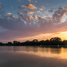 Amazing sunset view of Rowing Venue in city of Plovdiv, Bulgaria