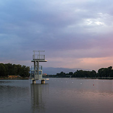 Amazing sunset view of Rowing Venue in city of Plovdiv, Bulgaria