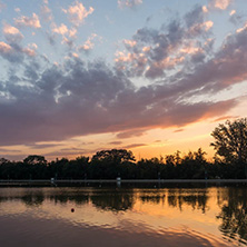 Amazing sunset view of Rowing Venue in city of Plovdiv, Bulgaria