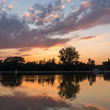 Amazing sunset view of Rowing Venue in city of Plovdiv, Bulgaria