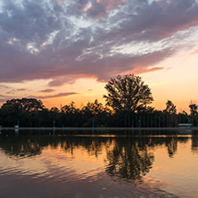 Amazing sunset view of Rowing Venue in city of Plovdiv, Bulgaria