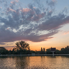 Amazing sunset view of Rowing Venue in city of Plovdiv, Bulgaria