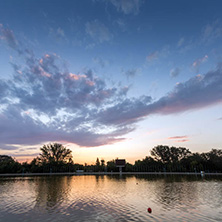 Amazing sunset view of Rowing Venue in city of Plovdiv, Bulgaria