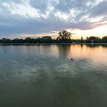 Amazing sunset view of Rowing Venue in city of Plovdiv, Bulgaria