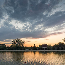 Amazing sunset view of Rowing Venue in city of Plovdiv, Bulgaria