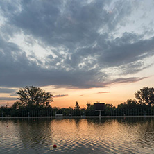 Amazing sunset view of Rowing Venue in city of Plovdiv, Bulgaria