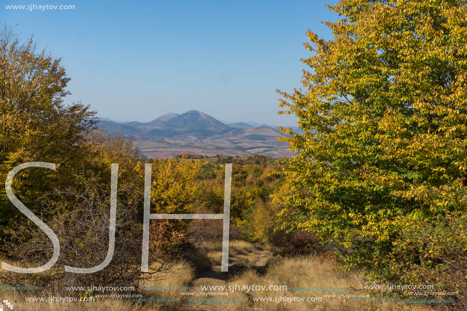 Amazing Autumn Panorama of Cherna Gora (Monte Negro) mountain, Pernik Region, Bulgaria