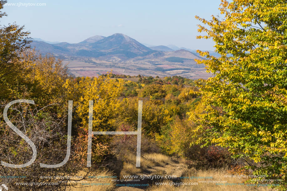 Amazing Autumn Panorama of Cherna Gora (Monte Negro) mountain, Pernik Region, Bulgaria