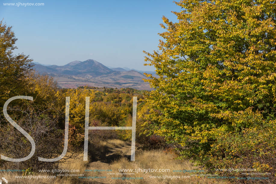 Amazing Autumn Panorama of Cherna Gora (Monte Negro) mountain, Pernik Region, Bulgaria